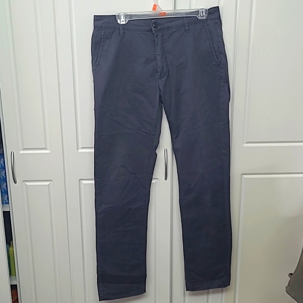 Waist 32, Dark Blue khaki Pants, "Skater Boy" style so NOT stretchy joggers